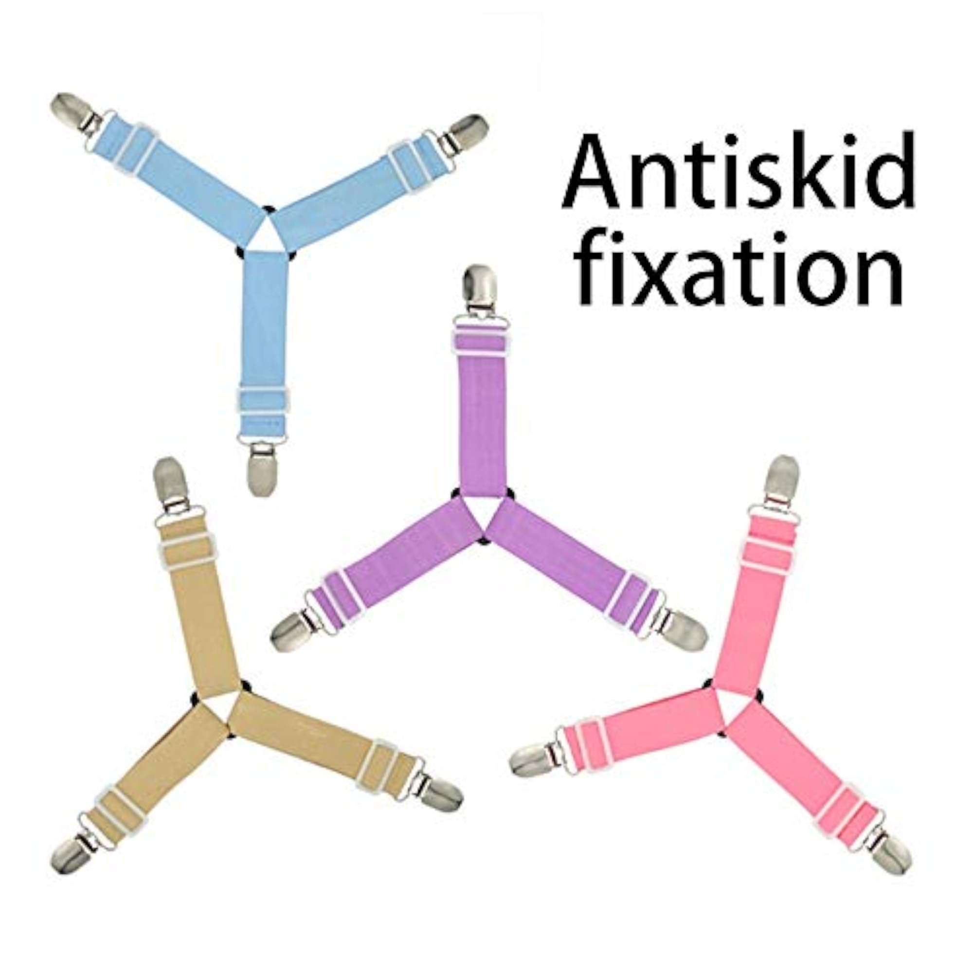 4Pc Adjustable Triangle Bed Sheet Fasteners, Blue