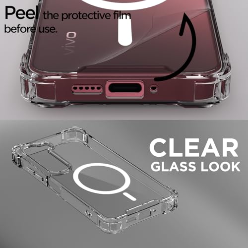 Image of Amazon Basics Back Cover for Vivo Y31 5G Mag-Safe Shockproof PC + TPU Protective Case Magnetic Support Bumper Case (Transparent Mag-Safe)