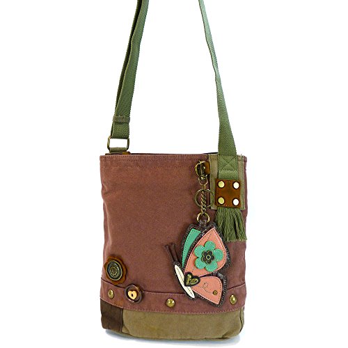 Chala Patch Cross-Body Women Handbag, Canvas Messenger Bag - Mauve Butterfly #TOP16