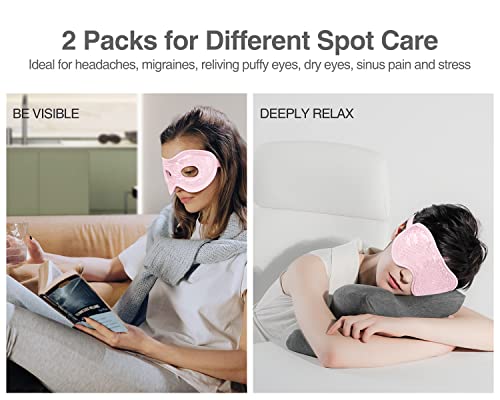 Luxtude Máscara de gel para os olhos, 2 peças, máscaras de olhos refrescantes reutilizáveis para dor