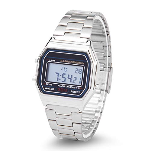 Reloj Digital LED Back Light Wristwatch Chic Watch Watch para hombres mujeres, rectángulo electrónico reloj plata reloj de pulsera digital reloj relojes de negocios relojes