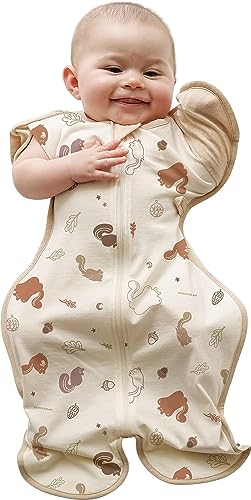 Image of CCOCCOZAM Swaddle, All Season Soft 100% Organic GOTS Cotton, Squirrel, Large, 6-12 momths, 19-26lbs, Transition Baby Sleep Sack, Dramatically Better Sleep