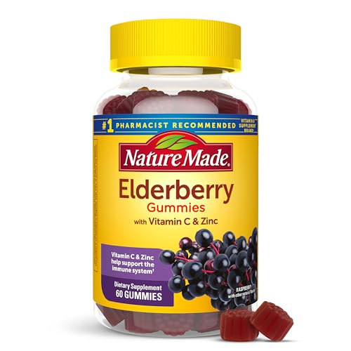 Nature Made Elderberry Gummies with Vitamin C and Zinc, Dietary Supplement for Immune Support, 60 Elderberry Gummies, 30-Day Supply
