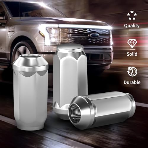 Image of Richeer 24 Pcs M14x2 One-Piece Chrome Aftermarket Wheel Lug Nuts, 1.75 inch -Conical Seat-19mm Hex for 2004-2014 F150, 2003-2014 Expedition, Lincoln Navigator