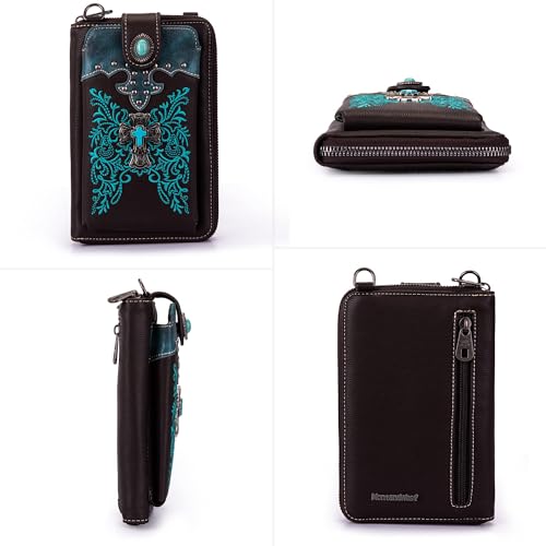 Image of Montana West Western Crossbody Phone Wallet for Women RFID Blocking Wallet Purse with Cash Slots & Zipper Pocket