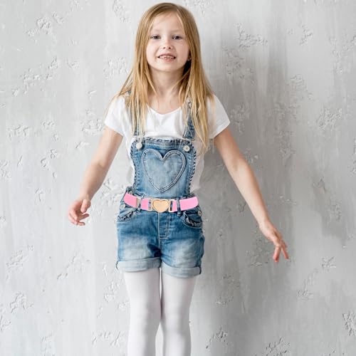 Molain 2 Pack Girls Belt for Waist Size 15-30", Kids Elastic Belt Heart-Shaped Metal Buckle Waist Belt for Girls4