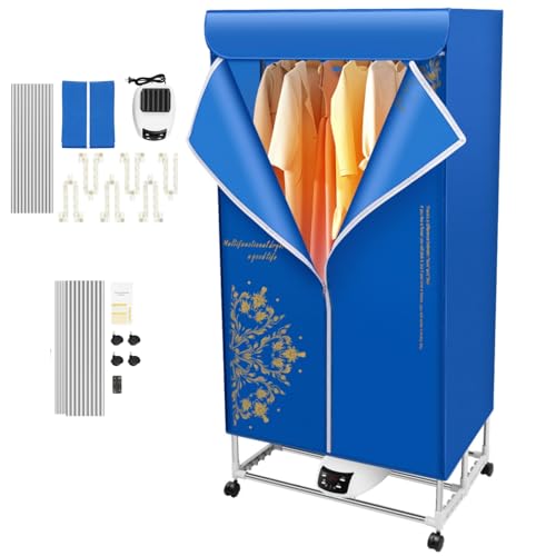 ROGONPDK 430L Elektrischer Waschetrockner, Tragbare Trockenmaschine Kleiderschrank Warmlufttrockner Klappbarer Gesamtbelastbarkeit 30 kg, Falten Trockner Clothes Dryer mit Timer & Fernbedienung