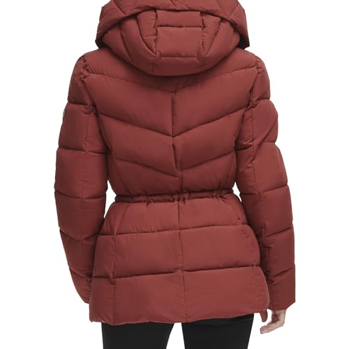 DKNY Womens Hooded Cinch Waist Puffer Coat4