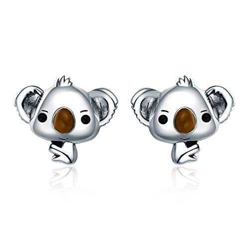 Boucles d'oreilles ours koala en argent sterling 925 mignon pour femmes