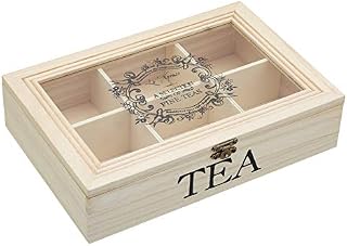 KitchenCraft LeXpress Wooden Tea Chest, 6 Compartments, 26 x 17 x 6 cm