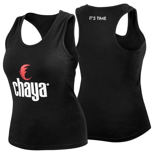 Chaya Odzież Logo Tank Top, czarna, dla kobiet i mężczyzn, czarny / czerwony / biały