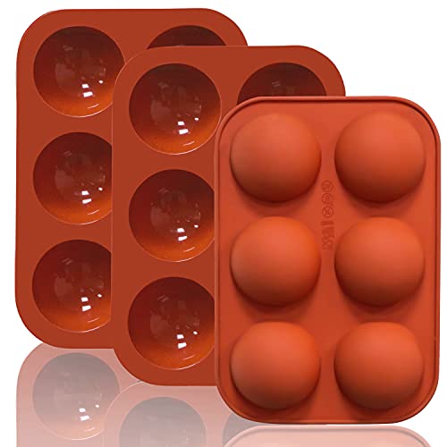 Lerykin 6 Holes Medium Semi Sphere Silicone Molds, 3 Packs Half Sphere Silicone Baking Molds For Making Chocolate, Cake, Jelly, Dome Mousse