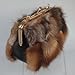 Luxurious Fashion Natural Fox Fur with Hair Handbag for Women and Ladies (FireFox)