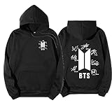 BANB Bts Signature Print Hoodie K-pop Support Merch Sweatshirt for Fans black-L