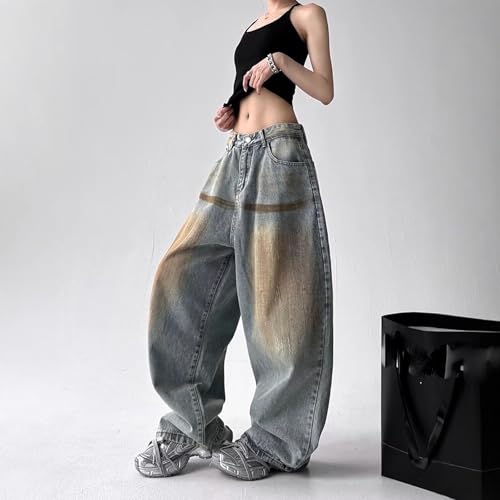 Baggy Jeans for Women Men Y2K Wide Leg Retro Distressed Grunge Denim Pants Casual Fashion Hip Hop Harajuku Streetwear3