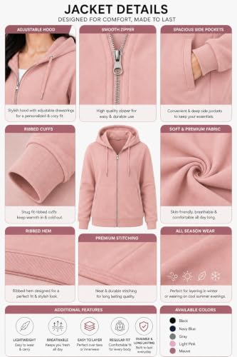 Image of ADBUCKS Women's Cotton Winter Jacket Sweatshirts Casual Drawstring Clothes Zip Up Hoodie With Front Pocket Ii Womens Hoodies Ii Womens Jacket Ii Winter Sweater Hoodie For Women & Girls