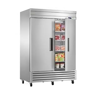 54″W Commercial Freezer, 42 Cu. Ft Reach-In Freezer with 2 Solid Doors