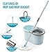 Spin Mop and Bucket with Wringer Set, 360° Spinning Mop Bucket System with 3 Microfiber Mop Replacement Heads and 50