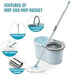 Spin Mop and Bucket with Wringer Set, 360° Spinning Mop Bucket System with 3 Microfiber Mop Replacement Heads and 50" Stainless Steel Adjustable Handle for Floor Cleaning - Image 5