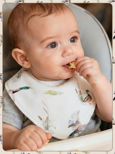 Image of 4 Pcs Baby Bandana Bib Cute Baby Nursery Decor Cotton Newborn Infant Feeding Drool Bib for Drooling and Teething Girl Boy