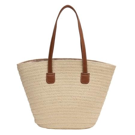 Straw Bags Summer Beach Tote Bag for Women 18inch Large Capacity Scalloped Straw Tote Bag with Zipper Beach Handbags Woven Shoulder Bag for Travel Vocation