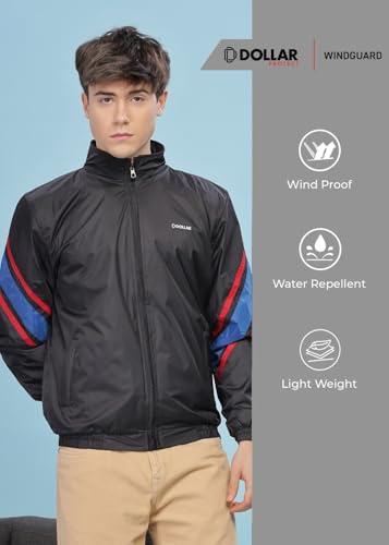 Image of Dollar Men's Polyester Colourblock Windcheater Jacket With Zipper Pockets