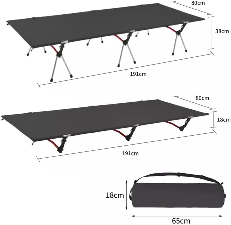 Camping Cot, Folding Cot for Adults Portable Folding Outdoor Bed with Carry Bag, Lightweight Sleeping Cots for Outdoor Travel Vacation, 300 LBS(Black)