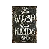 aooedm wash your hand sign targa in metallo vintage targhe in metallo per uomo cave funny art wall plaque kitchen bar pub coffee shop wall decor