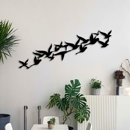 KAWA METALWORKS Arte de pared de pájaros de metal para decoración del hogar, arte de pared de pájaros voladores de metal para exteriores e interiores, decoración de pared de sala y dormitorio para