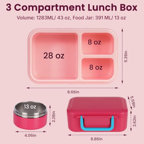 Image of Bento Lunch Box 1283ML / 43 oz with 391 ML / 13 oz Food Jar, Ice Pack