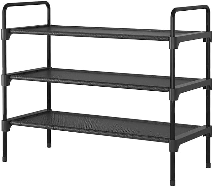 Kitsure Shoe Rack for Closet, Sturdy Shoe Storage for Entryway, Space-Saving Shoe Rack Small and Shoe Shelf, 27.6" Wide, Black