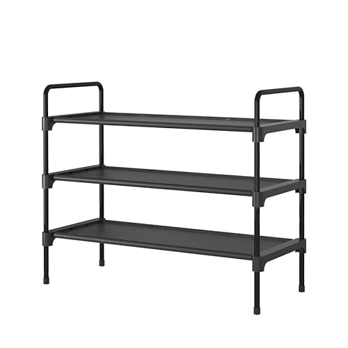 Kitsure Shoe Rack for Closet, Sturdy Shoe Storage for Entryway, Space-Saving Shoe Rack Small and Shoe Shelf, 27.6″ Wide, Black