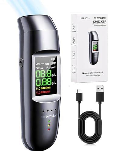 Gofemial Ethylotest Electronique, Ethylotest Electronique Homologué NF Ethylometre Alcootest Portable Numérique Testeur d'alcool avec Ecran LCD d'Affichage, La Diffusion Vocale Alcoometre