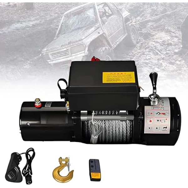 Wciągarki elektryczne 2000–6000 lbs, budżetowa wciągarka ratunkowa ze sterowaniem bezprzewodowym, w pełni stalowa przekładnia, wytrzymały, uszczelniony elektromagnes. 12V-6000
