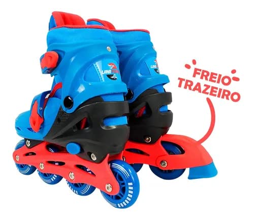 Patins Kit Inline Azul - Ajustável 30 á 33 - Unitoys
