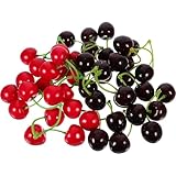 ERINGOGO Modelo de Frutas Artificiales 40 Adornos de Cereza Simulada para Decoración de Bodas y Eventos en Rojo y Rojo Oscuro