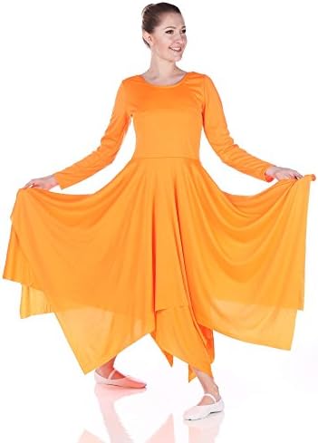 Danzcue Womens Celebration of Spirit Long Sleeve Dance Dress (S-M, Orange)