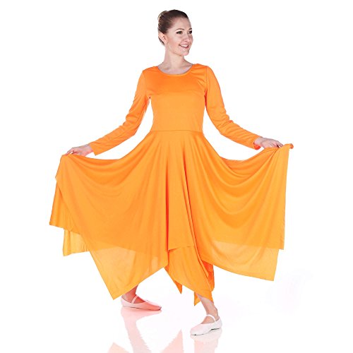 Danzcue Womens Celebration Of Spirit Long Sleeve Dance Dress (S-M, Orange) #TOP21
