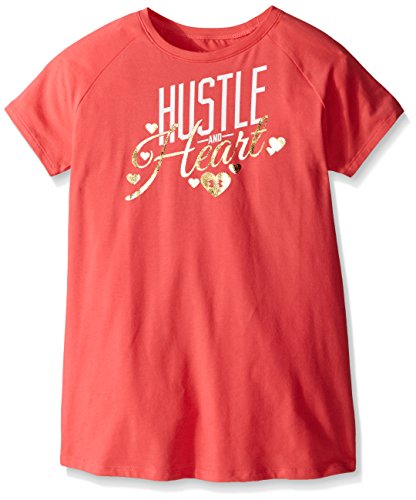 Under Armour Girls' Hustle and Heart Short Sleeve T-Shirt, Harmony Red (962)/Metallic Gold, Youth Medium