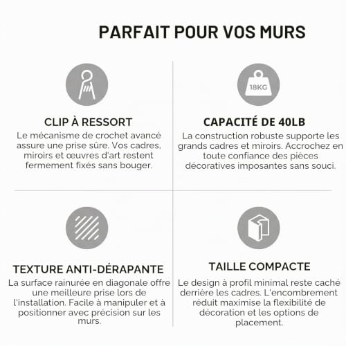 RJTCXJS Lot de 10 crochets pour cadres lourds en plaques de plâtre – vue 3
