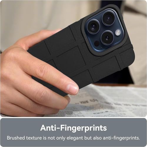 Image of Amazon Brand - Solimo Shockproof Back Case Cover for Apple iPhone 15 Pro | 360 Degree Protection | Slim Protective Case | Anti-Scratch Tough TPU Case for Apple iPhone 15 Pro (Black)