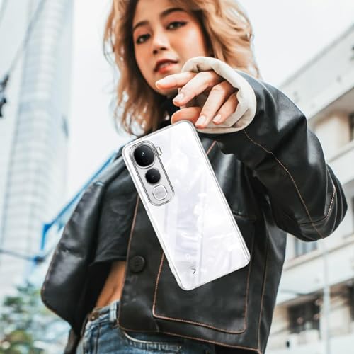 Image of Jkobi Back Cover for Vivo Y400 Pro (Silicone Clear Shockproof Case with Camera Protection and Dust Plugs | Transparent)