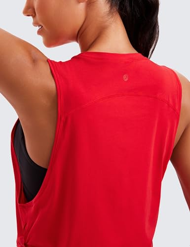 Image of CRZ YOGA Pima Cotton Dropped Armhole Tank | Workout, Naturally Soft, Loose Fit, Crop, Crewneck, Knotted Sides, Sleeveless Tops for Women