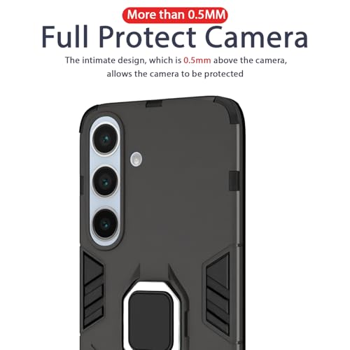 Image of Pikkme D5 Tough Armor Bumper | 360 Protection Case | Ring Holder Stand Case for Samsung Galaxy S24 FE 5G (Black)