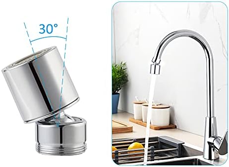 Hibbent Dual-Function Kitchen Faucet Aerator Adjustable 360° Swivel Sink Tap Attachment Bathroom Tap Aerator Splash Proof 24mm Male Thread - Chrome