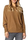 Sublevel Damen Strickpullover Basic mit Fledermausärmeln Brown L/XL