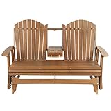 Poly Lumber Patio Glider with Foldable Cup Holders, Durable HIPS Material,...