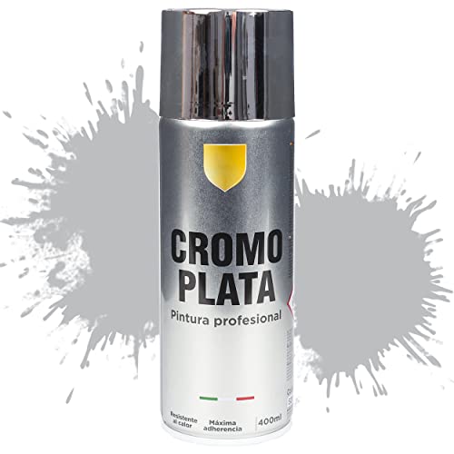Etrexonline Pintura Spray Multicolor Profesional 400ml Adecuado Metal Madera y Plástico Cromo Plata