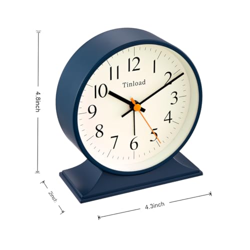 Image of 4.5 inchRetro Analog Alarm Clock,Vintage decor , Super Silent Non Ticking Small Clock with Manual Light, Snooze, Battery Operated, for Bedroom, Living Room, Office,Nightstand, Bedside, Desk ,Table(Blue)