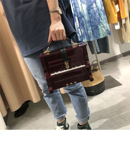 Image of Piano Shaped Purse Handbag Women Box Shaped Party Evening Top Handles Bag Novelty Clutch Crossbody Bag | Piano Shaped